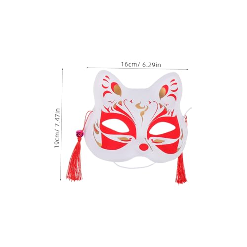 IMIKEYA 3 Stück Handbemalte Japanische Fuchs-katzen Halbmasken für Cosplay und Party Leichte Tiermasken für Erwachsene und Komfortable Japanische Maskerade für Halloween und Festivals von IMIKEYA