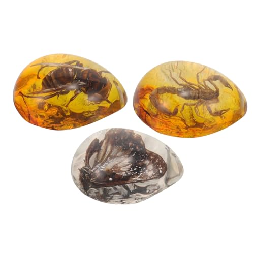 IMIKEYA 3 Stück Insekten-Bernstein-Exemplar DIY-Insekten-Bernstein basteln Insektenproben-Anhänger dekoratives Bernsteinhandwerk Insekt-Bernstein-Anhänger-Ornament Harz von IMIKEYA