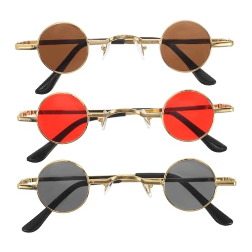 IMIKEYA 3 Stück Kleiner Runder Brillenrahmen Kreis- Vintage- Mit Roten Gläsern Runde Für Damen Stk IMIKEYA 3 Stück Kleiner Runder Brillenrahmen Kreis- Vintage- Mit Roten Gläsern Runde Für Damen Stk von IMIKEYA