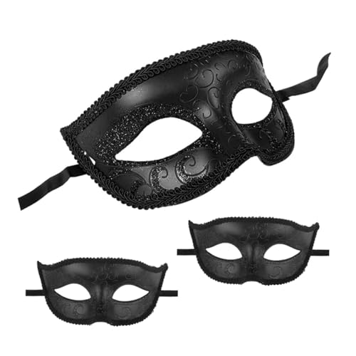IMIKEYA 3 Stück LED Halb Retro Lustig Deko Auge Karneval Bunt Groß Party Kostüme Geheimnisvoll Wiederverwendbar Ausgefallen Damenmasken Tief Nachtblau Unbemalt Schwarz Abs von IMIKEYA