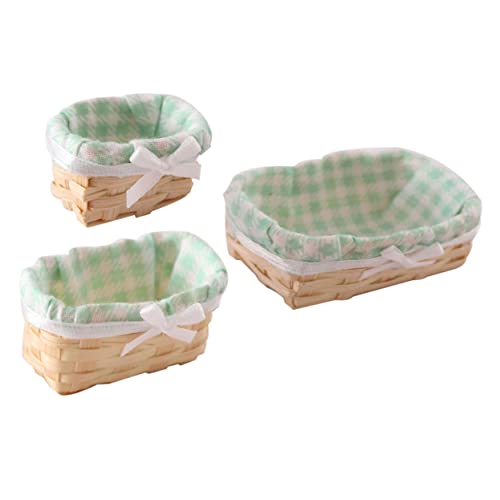 IMIKEYA 3 Stück Miniatur geflochtene Körbe kühlkorb einkaufskorb Storage Baskets Tischdekoration Space Saver Miniaturmöbel Mini-Obstkörbe Requisiten für Obstkörbe Stoff Green von IMIKEYA