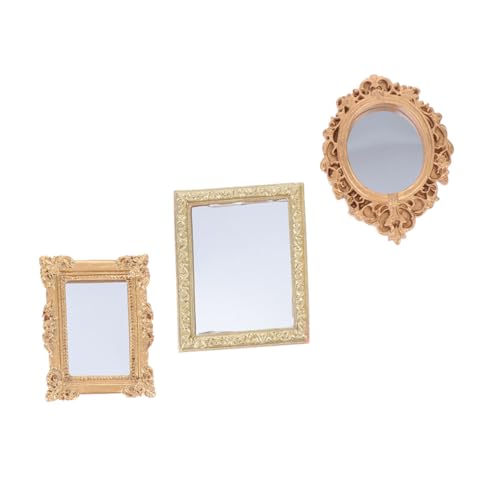 IMIKEYA 3 Stück Simulationsspiegel Puppenhauspuppen Zubehör für Puppenhäuser kinderzimmerdeko Room Decoration Kid Toys Haushalt Kleiner Spiegel Haushaltskinderspielzeug Plastik Golden von IMIKEYA
