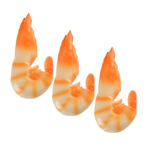 IMIKEYA 3 Stück Simulierte Eisgarnelen Gefälschte lebensechte Garnelenmodelle Simulation Garnelen dekorative Garnelen simulierte Garnelen Garnelen-Modelle Spielzeuggarnelen PVC Orange von IMIKEYA