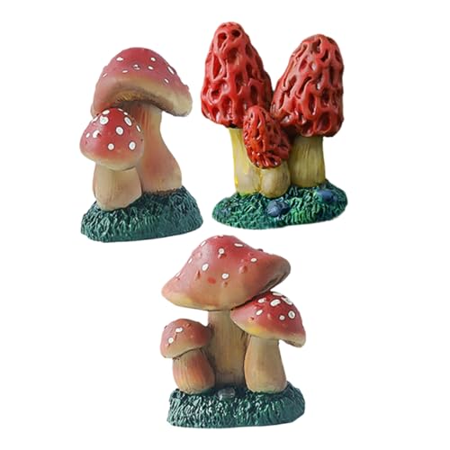 IMIKEYA Miniatur Pilzfiguren 3 Stück aus Kunstharz für Garten und Heimdekoration Farbenfrohe Mikrolandschafts Pilzdeko Realistische Cartoon Pilz Ornamente für Bonsai und Kleiner von IMIKEYA
