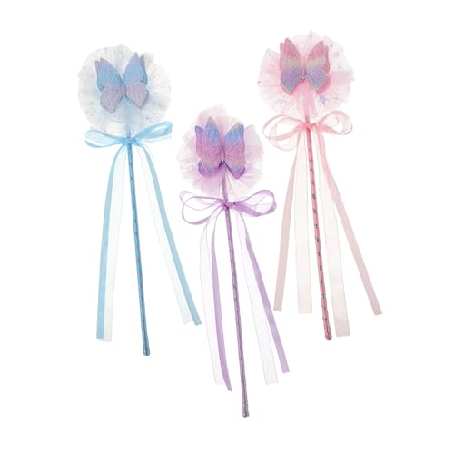 IMIKEYA 3 Stück Zauberstab Rosa Kind Feenstäbe, Masse Dekorationen Prinzessin Klein Röhren Feenstab Schild Zauberstäbe Feenstäbe Für Mädchen Schmetterlingsstäbe Für Mädchen Netzwerk von IMIKEYA