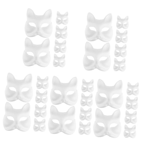 IMIKEYA 30 Stk handbemalte Maske Halloween-Maske halloween maske Fox-Maske Karnevalsmaske Abschlussball Maske Fuchs Make-up-Kostüm-Requisiten Papiermaske schmücken Kleinkind Zubehör Weiß von IMIKEYA