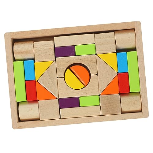 IMIKEYA 30 Stück Teiliges Holzbaustein Set für Kleinkinder Pädagogisches zur Frühen Entwicklung für Farberkennung und Motorische Fähigkeiten für Jungen von IMIKEYA