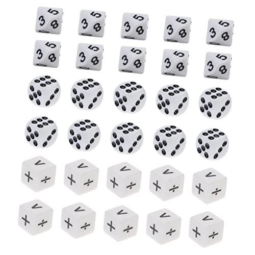 IMIKEYA 30 Stück Würfelspielzeug Mathe Lernen schul Sachen schulzeug Mathematik Lehrspielzeug Kinderspielzeug Würfelspiel für Mathematik Mathe-Lernwürfel Acryl Weiß von IMIKEYA