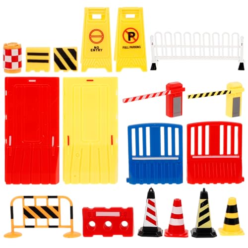 IMIKEYA 32 Stück Verkehrsbarrikadenmodell Miniatur-verkehrsbarrieren- Miniatur-verkehrsbarrikadenschild Straßenschild Vortäuschen Verkehrszeichen- Plastik von IMIKEYA