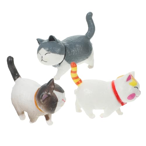 IMIKEYA 3Stücke Katzenförmige Kuchendekoration Kuchenfiguren Für Kuchenschmuck Und Desktop Weiße Gelbe Kaffeekatze von IMIKEYA