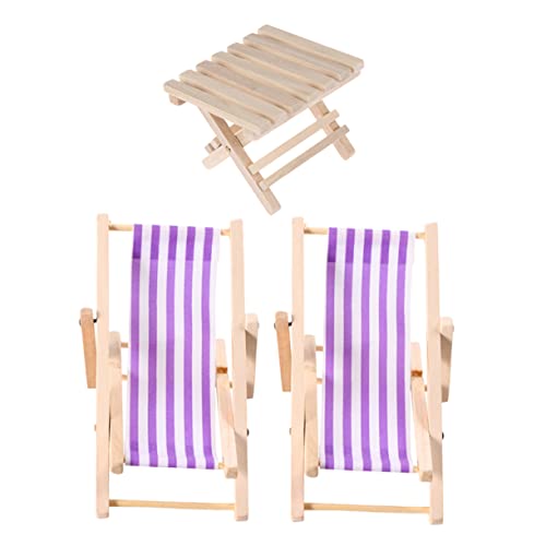 IMIKEYA 3Stücke Mini Strandstuhl Faltbare Puppenhaus Möbel Für Simuliertes Strandstuhl Modell Für Puppenhaus Dekoration von IMIKEYA