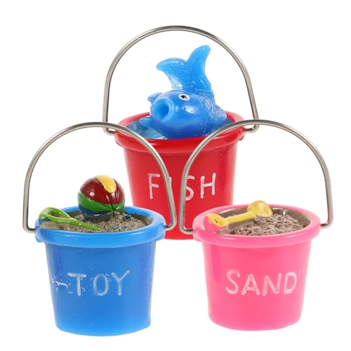 IMIKEYA 3Stücke Strandeimer Dekorative Eimer Für Puppenhaus Realistische Mikrolandschaft DIY Stranddeko Gartendekoration von IMIKEYA