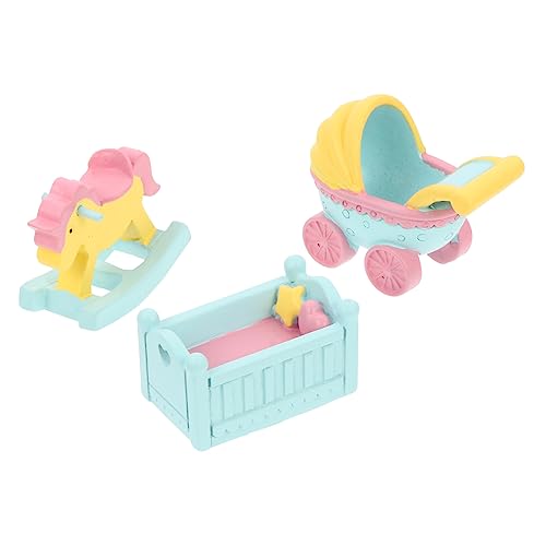 IMIKEYA 3Stücke Teiliges Kuchenschmuck Für Kindergeburtstag Harzverzierung Mit Babybett Holzpferd Und Kinderwagen Für Festliche Dekoration Und Süße Erinnerungen von IMIKEYA