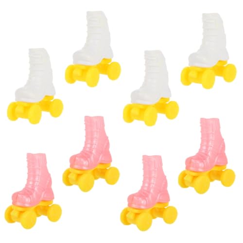 IMIKEYA 4 Paare Roller Skates Rollschuh-Bastelarbeiten für eine Puppe Puppen-Skating-Werkzeug Puppenhauszubehör Mini-Schuhe kleines Hauszubehör Puppen -Mini -Rollschuh Skate Plastik von IMIKEYA