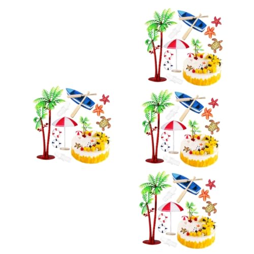 IMIKEYA 4 Sätze Kuchendekoration Ornamente Baum Für Draußen Miniatur Strandkorb Ornament Strandkuchendekorationen Topper Meerjungfrau Party Tropische Party 10 Stück * 4 von IMIKEYA