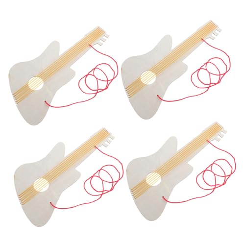 IMIKEYA 4 Sätze Musikinstrument zum Selbermachen Holz Gitarre Unfertige Holz Gitarre bastelset für Bastelset Gitarre Gitarrenfarbe gitarrenbausatz selber Machen hölzern Beige von IMIKEYA