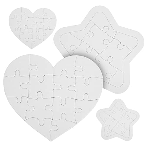 IMIKEYA 4 Sätze Puzzle zum Ausmalen Sublimations-Puzzle-Rohlinge Leere Puzzles Leere Rätsel für bastelt Rätsel Herz Rätsel weiße Puzzles zum Zeichnen Papier von IMIKEYA