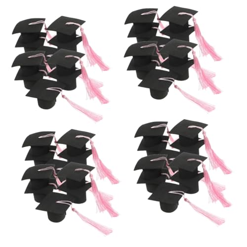 IMIKEYA 4 Stück Abschlusskappe Kuchendekoration Abschlusskappen-Fotocharme Mini winzig abschlussfeier graduation cap abschluss glückwunsch abholen Grad-Cap-Kuchen- Polyester Black von IMIKEYA