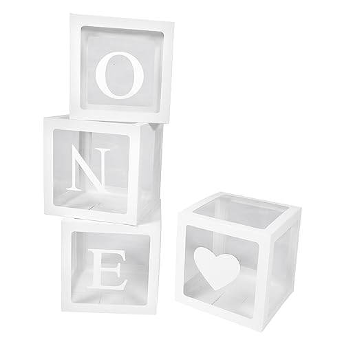 IMIKEYA 4 Stück Babyboxen für die Babyparty Oh Geburtstag hängend Dekoration inneneinrichtung heart balloons ballon box Ballonboxen für Babys Klarsichtboxen für Luftballons Papier Weiß von IMIKEYA