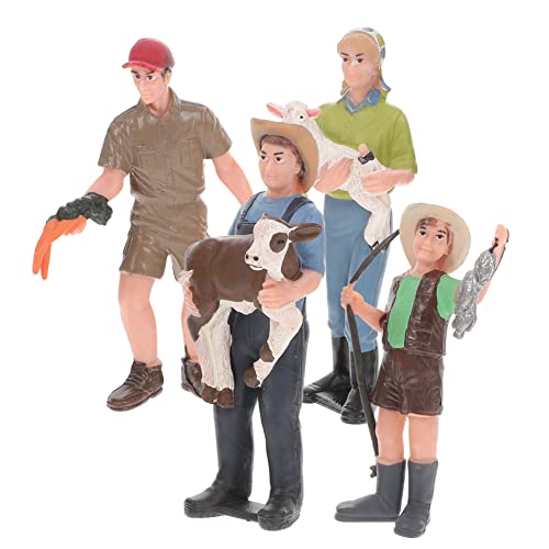 IMIKEYA 4Stücke Miniatur Bauernmodell Figuren für Bauernhof Dekoration Realistische Bauerncharakter Modelle für Kinder Geschichten und Sammlerstücke von IMIKEYA