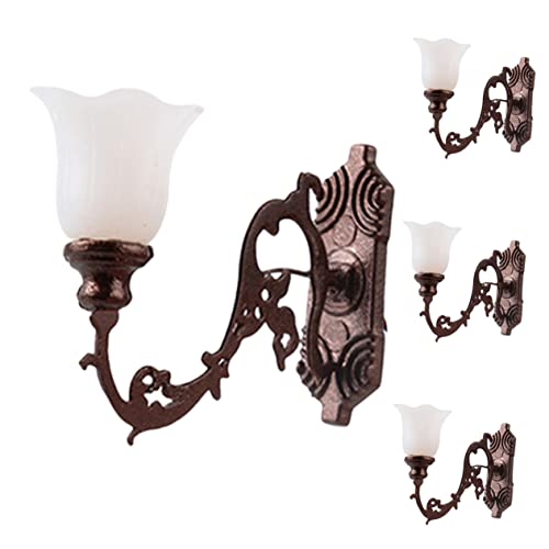 IMIKEYA 4 Stück Dekorative Lampe Aus Moos Winziges Wandlampenmodell Mini Figuren Kleine Wandlampe Wandleuchte Mikro-landschaftslampendekor Puppenhauslicht Light Brown von IMIKEYA