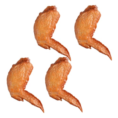 IMIKEYA 4 Stück Geröstete Hühnerflügelornamente geröstete Hähnchenflügel aus Kunststoff gebackene Hühnerflügelverzierung simuliertes Essen Küchendekor PVC Orange von IMIKEYA