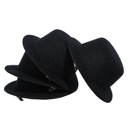 IMIKEYA 4 Stück Hut Embryo Kleiner Zylinder Kleiner Gangsterhut-Kuchenaufsatz Neon-Partyhüte Mini-Zylinder-Stirnband caps dekorative Zylinderhüte kleine Tops hüte Gebürstet Black von IMIKEYA
