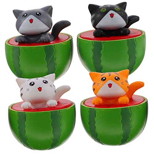 IMIKEYA 4 Stück Katzenpuppen-Ornamente Pflanzendekoration Außenpflanzgefäß Moos-kätzchen- Mikrospielzeug Katzenbecher Niedliche Sache Wohnkultur Plüsch Tablettdekor PVC von IMIKEYA