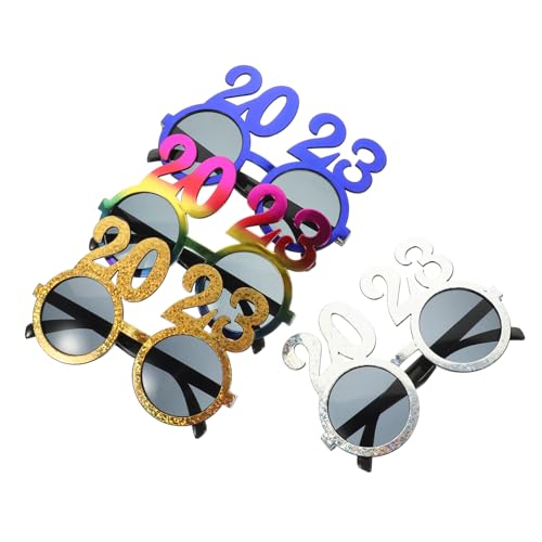 IMIKEYA 4 Stück Lustige Brillen für Neujahr Kreative Partybrillen für Festivals Kostümpartys Karneval Bunte Foto Requisiten für Unvergessliche von IMIKEYA