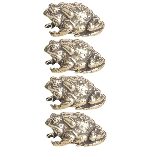 IMIKEYA 4 Stück Messingkröte Feng Shui dreibeiniger Frosch Chinesische Krötendekorationen das Geschenk Ornament Kröte Schmuck Desktop Messingdekor Charme Geld Kupfermünze Statue Büro von IMIKEYA