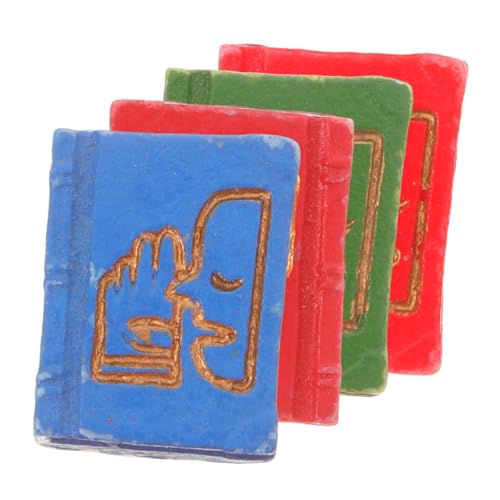 IMIKEYA 4 Stück Mini Buch Ornamente Puppenhaus Minibuch Miniatur Puppenhaus Zubehör Miniatur Bücher Zum Basteln Miniaturen Puppenhaus Büchereinband Kleine Bücher Miniatur Bücher von IMIKEYA