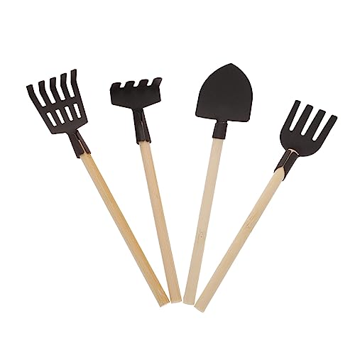 IMIKEYA 4 Stück Mini Gartengeräte für Teiliges Zubehör für Puppenhaus und Garten Robuste und Realistische Mini Rechen Forke und Zubehör für Kreatives von IMIKEYA