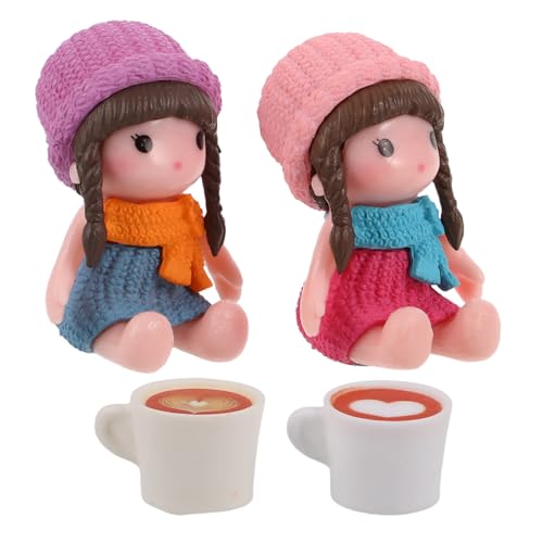 IMIKEYA 4 Stück Miniatur-Puppenornamente Puppen Set Puppen Puppenhaus Accessoires Kawaii Puppen Kunsthandwerk Miniaturen deko Kaffeetassenanhänger Mini-Essen und Getränke Harz von IMIKEYA