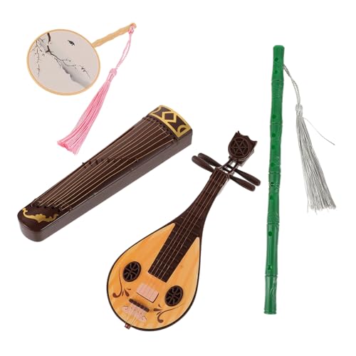 IMIKEYA 4 Stück Musikinstrumente für Puppen Teiliges Zubehör für Kreative Spiele und Dekoration Guzheng Guqin Dizi und Fächer Zufälligen Farben Zufällige Farbe von IMIKEYA