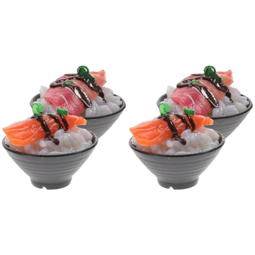 IMIKEYA 4 Stück Simulierter Sushi-Reis Falsches Fleisch Restaurant-Display-lebensmittelspielzeug Simulation Lebensmittelmodell Fake-Food-Formel Puppenhaus-miniaturen Essen PVC Kind Zubehör von IMIKEYA
