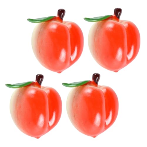 IMIKEYA 4 Stück Simuliertes Pfirsichmodell gefälscht künstlich Obstprop Pfirsich-Requisite aufbewahren kleine Pfirsiche winziger Pfirsich Pfirsich-Stütze PVC rot von IMIKEYA