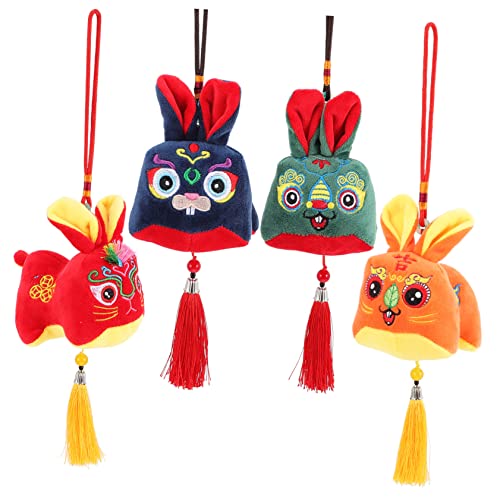 IMIKEYA 4 Stück Sternzeichen Hase Puppe Plüschpuppe gefüllt Hase Plüsch süße Tierplüschpuppe Chinese New Year Rabbit hasenpuppe neujahr chinesische neujahrskaninchenpuppe kurzhaarige von IMIKEYA
