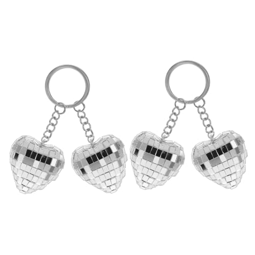 IMIKEYA 4 Stück Teiliges Spiegel Disco Herz Schlüsselanhänger Silberfarbene Hänge Dekoration Modisch Langlebig Geeignet für Taschen Party IMIKEYA 4 Stück Teiliges Spiegel Disco Herz Schlüsselanhänger Silberfarbene Hänge Dekoration Modisch Langlebig Geeignet für Taschen Party von IMIKEYA