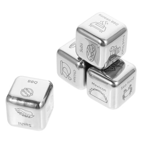 IMIKEYA 4 Stück Veränderliche Musterwürfel Romantisch für Nacht-Date-Würfel kleine Essenswürfel Jubiläumsgeschenke Partyspielwürfel Lebensmittelentscheidungswürfel Rostfreier Stahl Silber IMIKEYA 4 Stück Veränderliche Musterwürfel Romantisch für Nacht-Date-Würfel kleine Essenswürfel Jubiläumsgeschenke Partyspielwürfel Lebensmittelentscheidungswürfel Rostfreier Stahl Silber von IMIKEYA