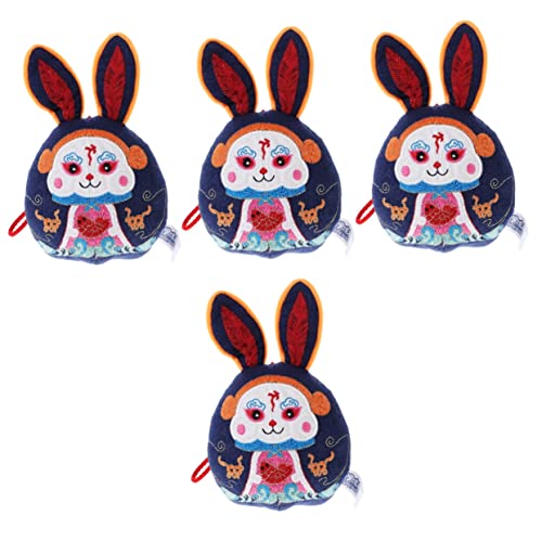 IMIKEYA 4 Stück Wufu-Kaninchen-verzierung Plüsch-Kaninchen-Puppe Chinesischer Neujahrsbaumschmuck 2023 Kaninchen-Maskottchen-plüschtier Plüschtiere Empfindlich Plüschkaninchen Pp Baumwolle von IMIKEYA