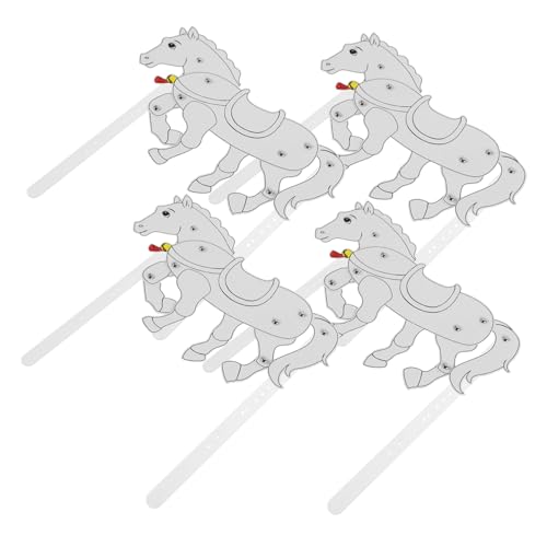 IMIKEYA 4 Stück chinesisches traditionelles DIY Schattenpuppen Handgemachte chinesische Pferde-Schattenpuppen Pferdeausschnitt Schattenmarionetten Papier Weiß von IMIKEYA