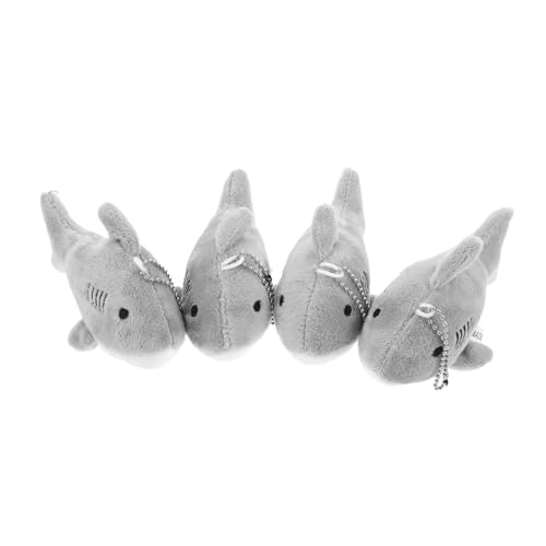 IMIKEYA 4 Stücke 4-teiliges Plüsch Hai Schlüsselanhänger Realistische kleine Hai-Anhänger weiche Cartoon Stofftier Schlüsselanhänger vielseitige Tier Taschencharms für Rucksack Handtasche von IMIKEYA