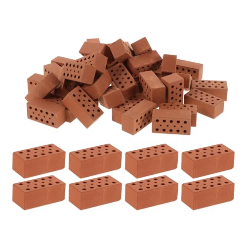 IMIKEYA 40 Stück Bausteine ​​Ziegel Landschaftsbau Mini Künstliche Ziegel Strukturierte Miniatur Kleines Weiches Spielhaus Spielhaus Ziegel Requisiten Simulation Ziegel Ton Hellbraun von IMIKEYA