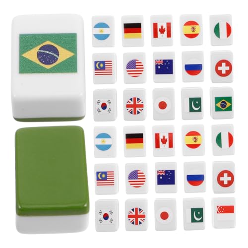 IMIKEYA 48 Stück Nationalflagge Mahjong Legespiel Kachelspiele Spielzeugnahrung Kachel-Push-Spiel Spiele Blockieren Spiel Am Meer Majiang-Party Spiele Mit Kacheln Majong-Spiele Melamin von IMIKEYA
