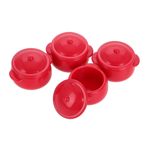 IMIKEYA 4Er Set Mini-Puppenhaus-Zubehör spielküche puppenhaus küchenzubehör Puppenhaus Spielset puppenhaus küchenmöbel Mini-Küchentopf Puppenhaus-Bastelbedarf Plastik rot von IMIKEYA