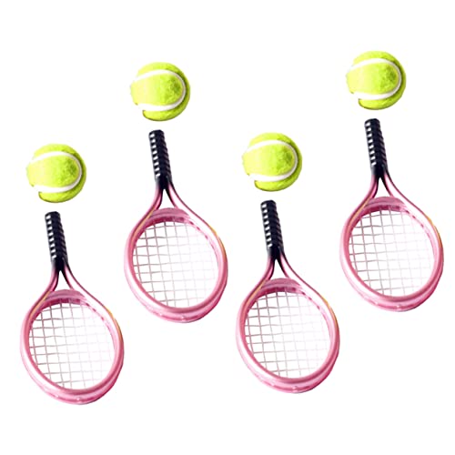 IMIKEYA 4Sätze Tennisschläger Und Bälle Dekoration Für Kinderzimmer Mini Hausbedarf Fotografie Requisiten Für Puppenhaus Enthusiasten von IMIKEYA