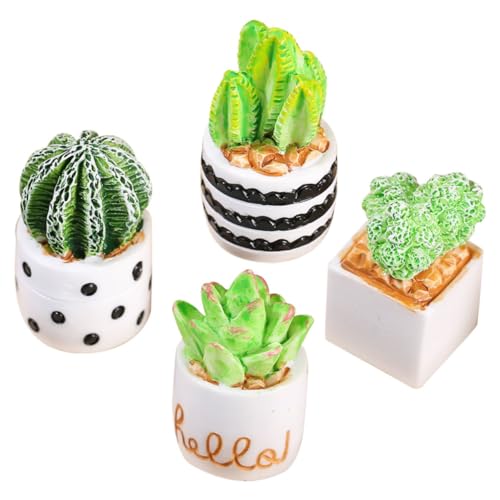 IMIKEYA 4Stücke Kaktus Dekore Aus Künstliche Topfpflanzen Für Puppenhaus Und Tischdekoration Kreative Bonsai Ornamente Für Büro Und Heimdekoration von IMIKEYA