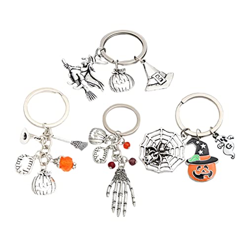 IMIKEYA 4Stücke Teiliges Halloween Schlüsselanhänger mit Kürbis und Hexe Handgefertigte Horror Schlüsselringe für Geldbörse und Taschen für Halloween Fans und Sammler IMIKEYA 4Stücke Teiliges Halloween Schlüsselanhänger mit Kürbis und Hexe Handgefertigte Horror Schlüsselringe für Geldbörse und Taschen für Halloween Fans und Sammler von IMIKEYA