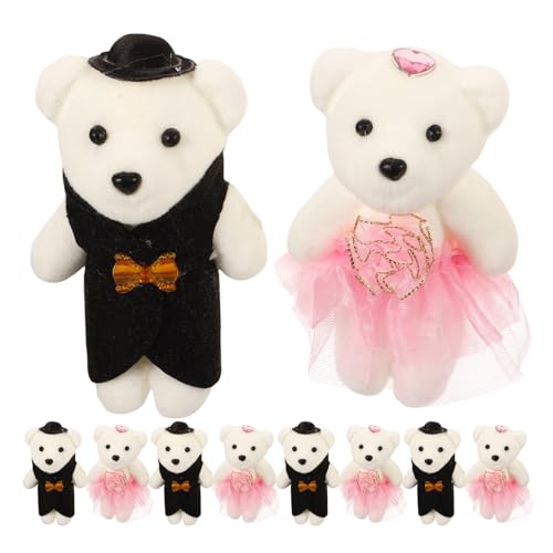 IMIKEYA 5 Paar Hochzeits-Plüschbärenpuppen Braut Und Bräutigam Hochzeitsbärenornament Ausgestopfte Bärenpuppenstatue Für Valentinstag Jahrestag Hochzeit Abschlussgeschenk Rosa von IMIKEYA