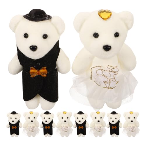 IMIKEYA 5 Paar Hochzeits-Plüschbärenpuppen Braut Und Bräutigam Hochzeitsbärenornament Ausgestopfte Bärenpuppenstatue Für Valentinstag Jahrestag Hochzeit Abschlussgeschenk Weiß von IMIKEYA